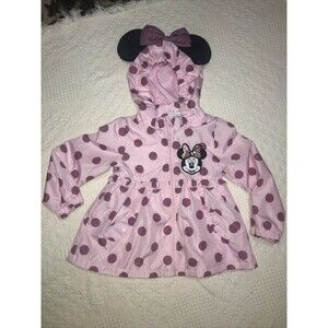 Minnie Mouse Raincoat with Mouse Ears & Bow On Hood, Size 3T Disney Junior EUC